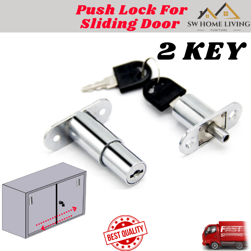 SW Push Lock Press Lock for Sliding Door Plunger Desk Cupboard Locker ...