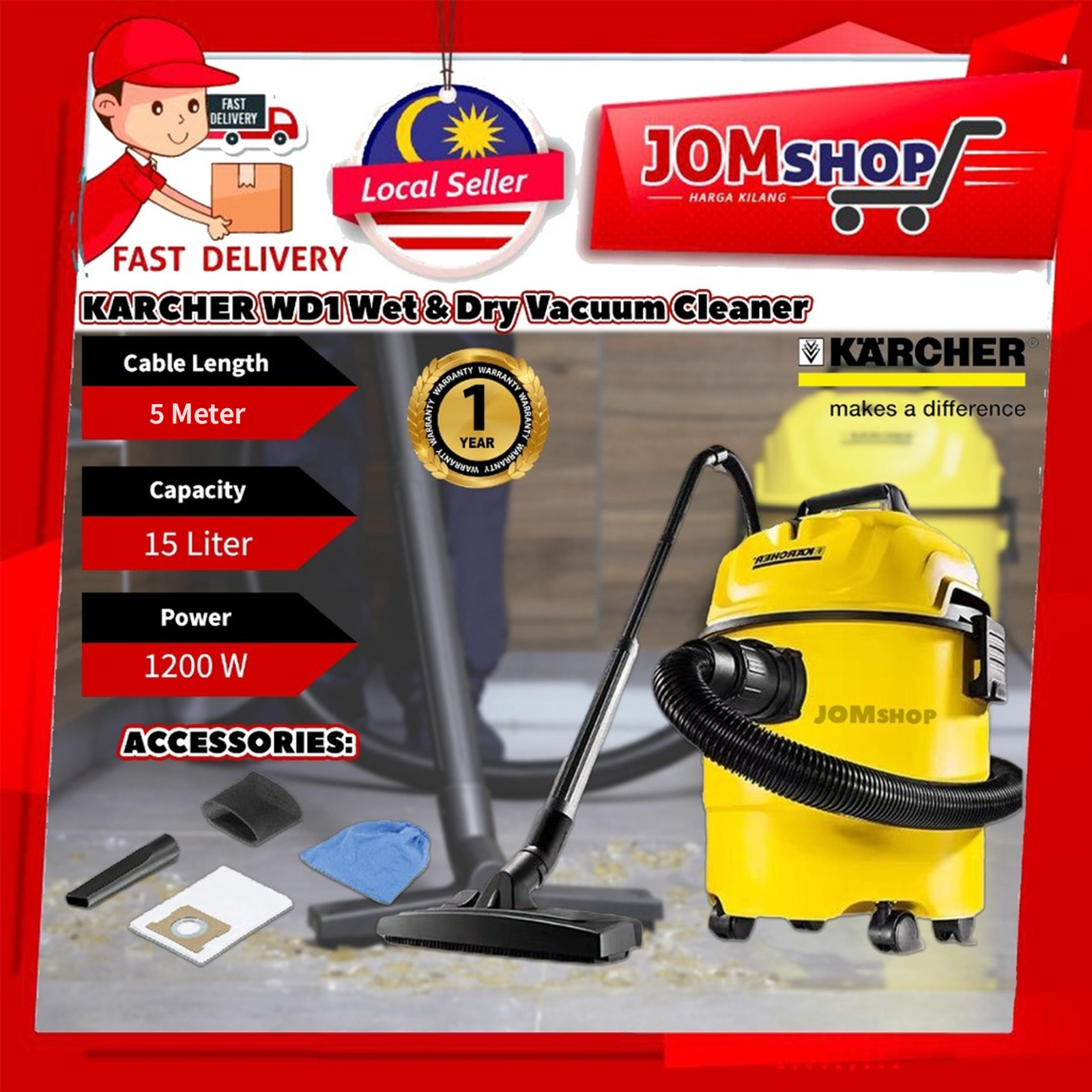 NEW MODEL💯 Karcher WD1 Classic Wet & Dry Multipurpose Vacuum Cleaner