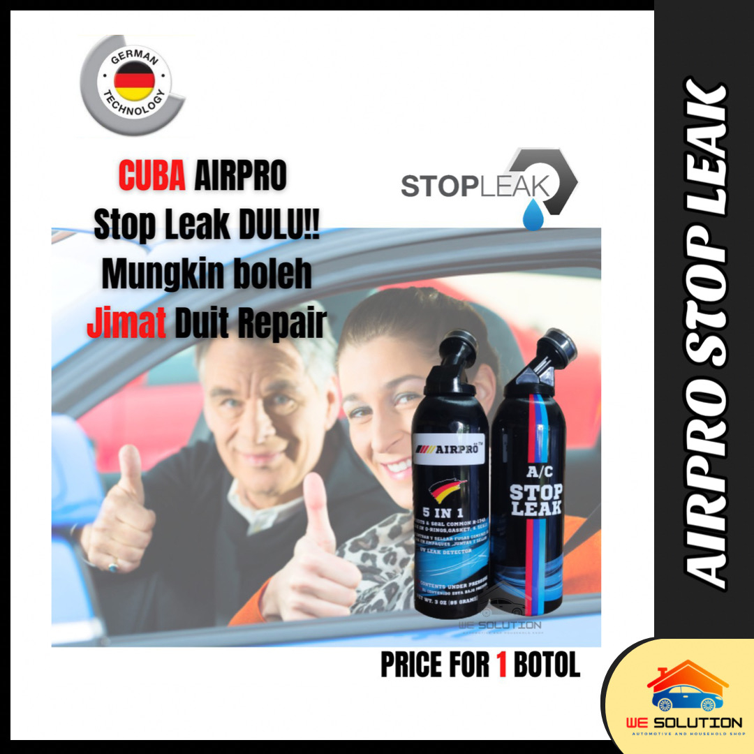 AIRPRO DIY TOP UP STOP LEAK AC GAS + OIL TREATMENT CAR AIR COND R134