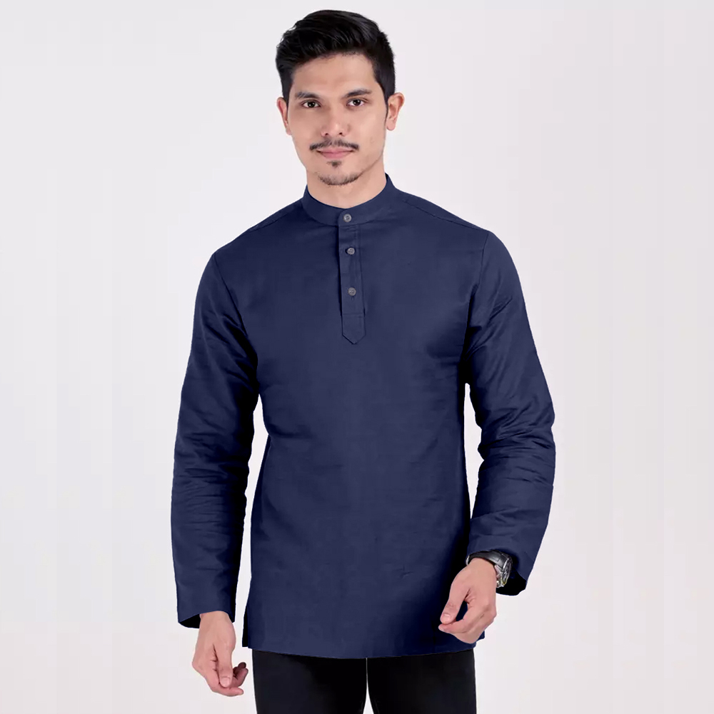 Mens Kurta Full Sleeves Smart Casual Shirt Stand Collar Kurta Lelaki