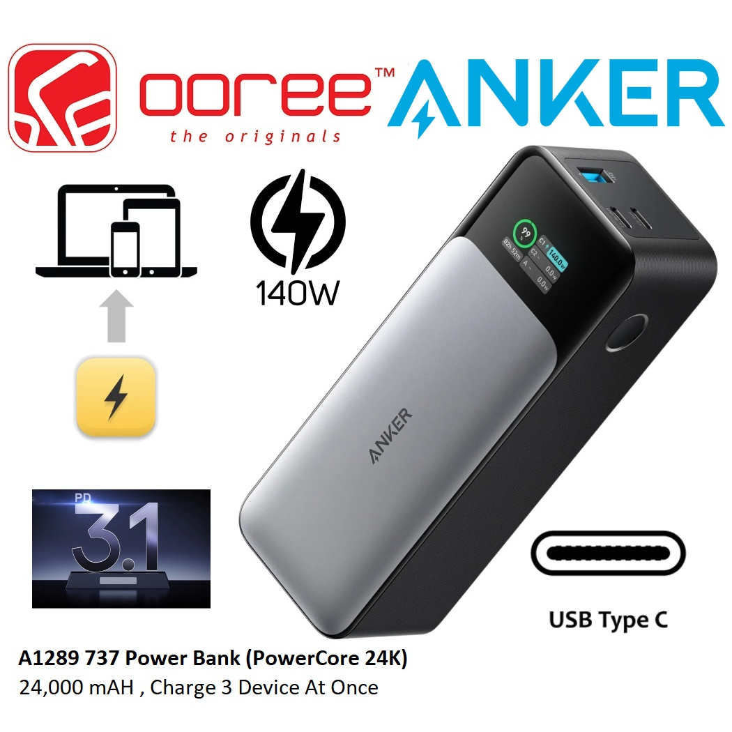 Anker 737 Power Bank 24000mAh 3-Port Portable Charger with 140W