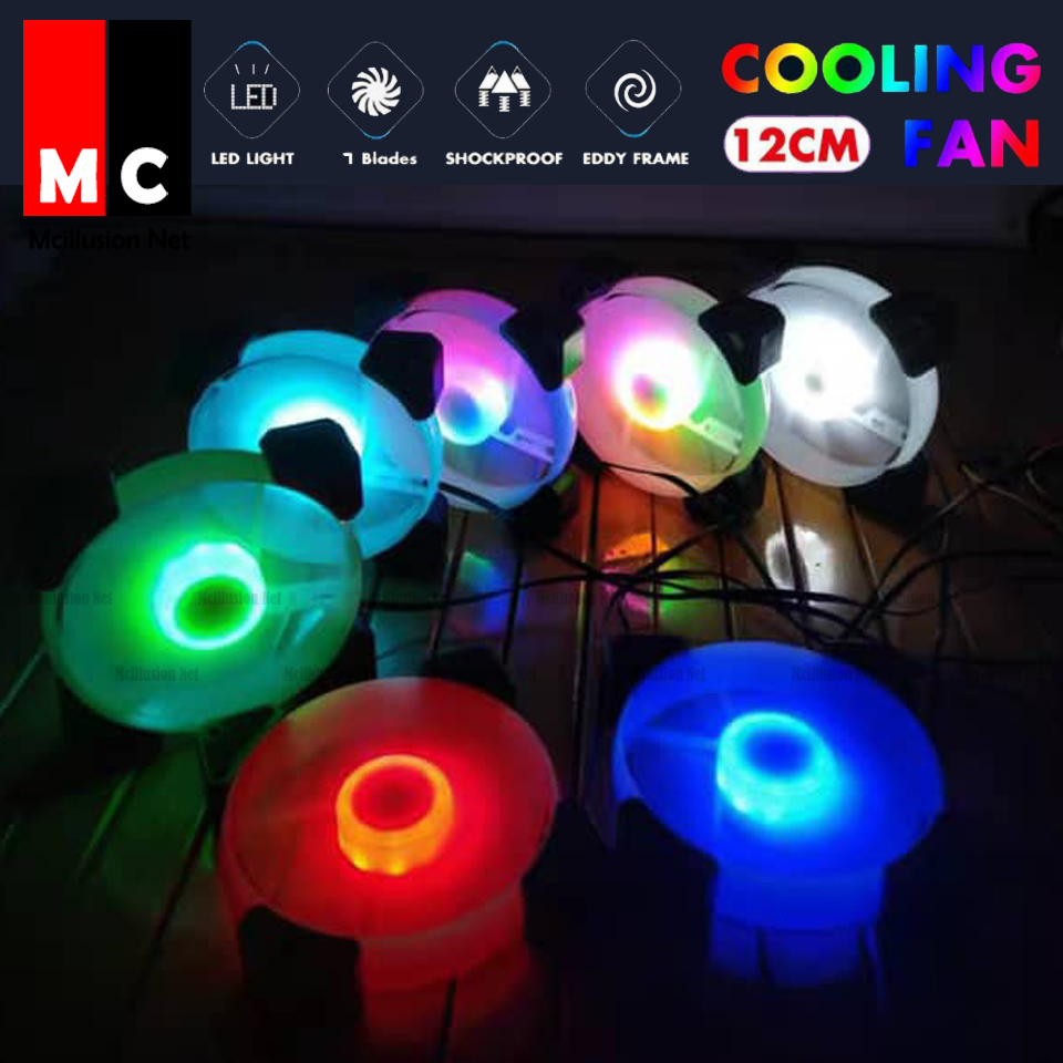 8025 4 Pin DC 12V 0.18A Computer Case Cooler Cooling Fan With LED Light