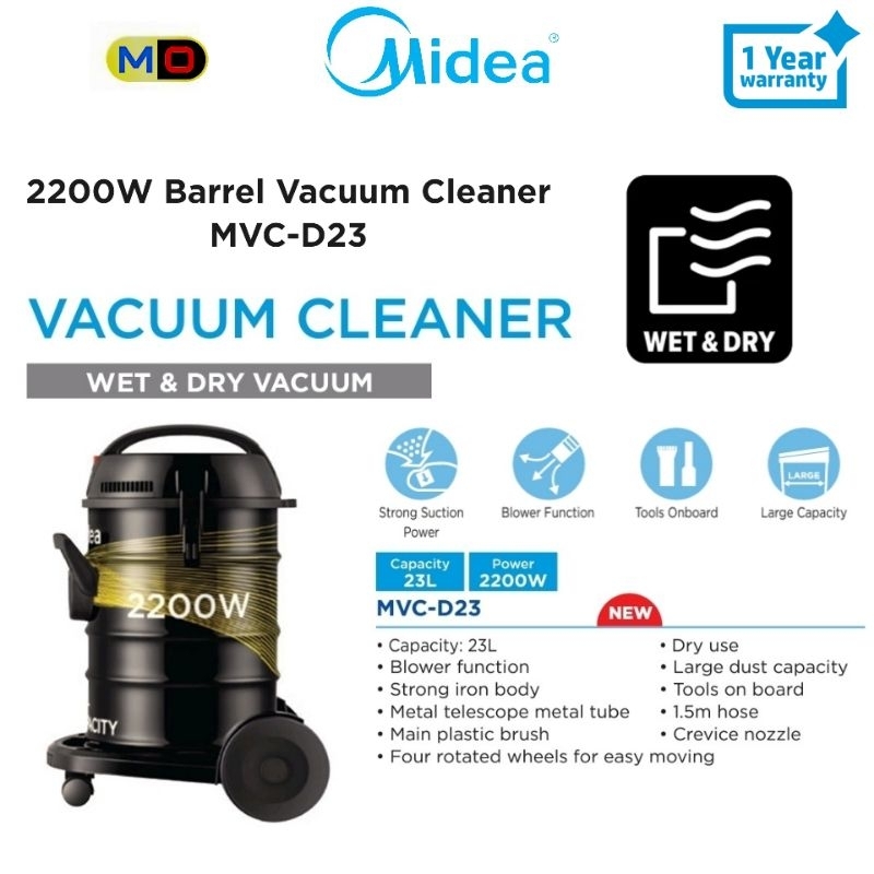 MIDEA Wet & Dry & Blow Vacuum Cleaner 2200W MVCD23 Shopee Malaysia
