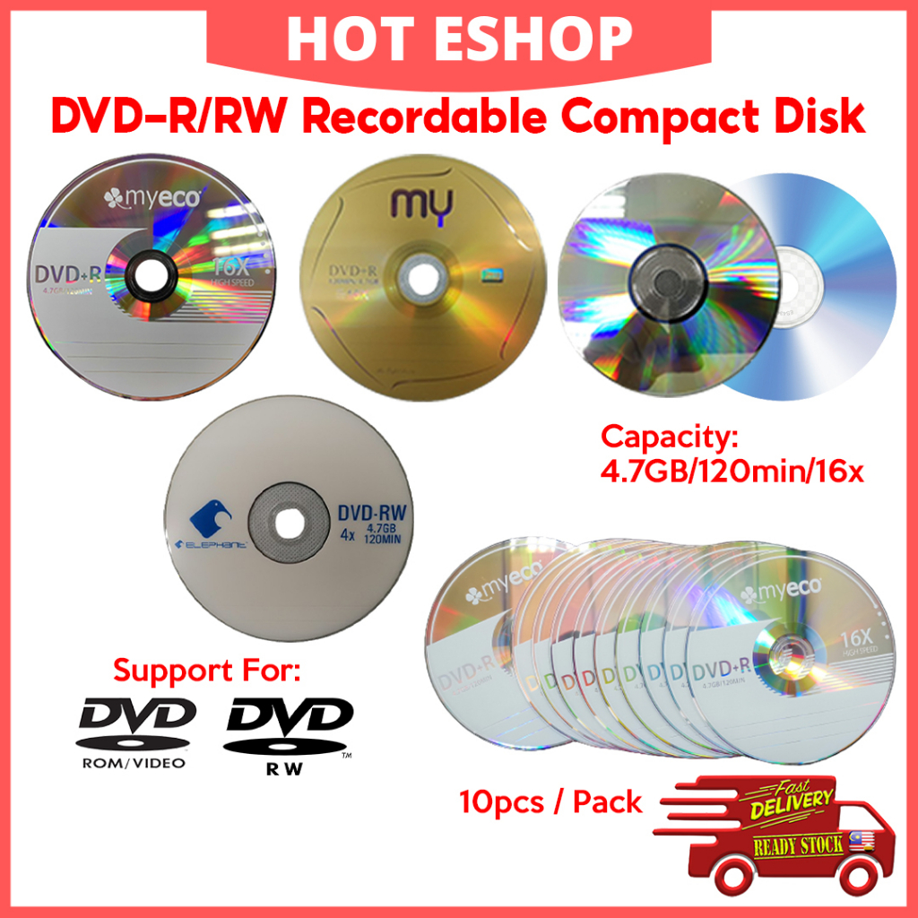 "myeco" Blank DVDR Disc Recordable DVD Disc One Time Record 10pcs/pack