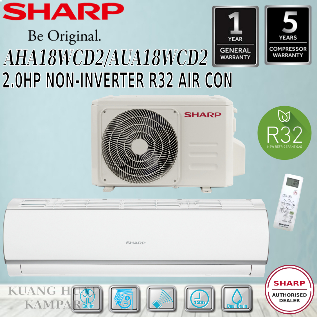 SHARP 2.0HP R32 NON-INVERTER AIR CONDITIONER AHA18WCD2 | Shopee Malaysia