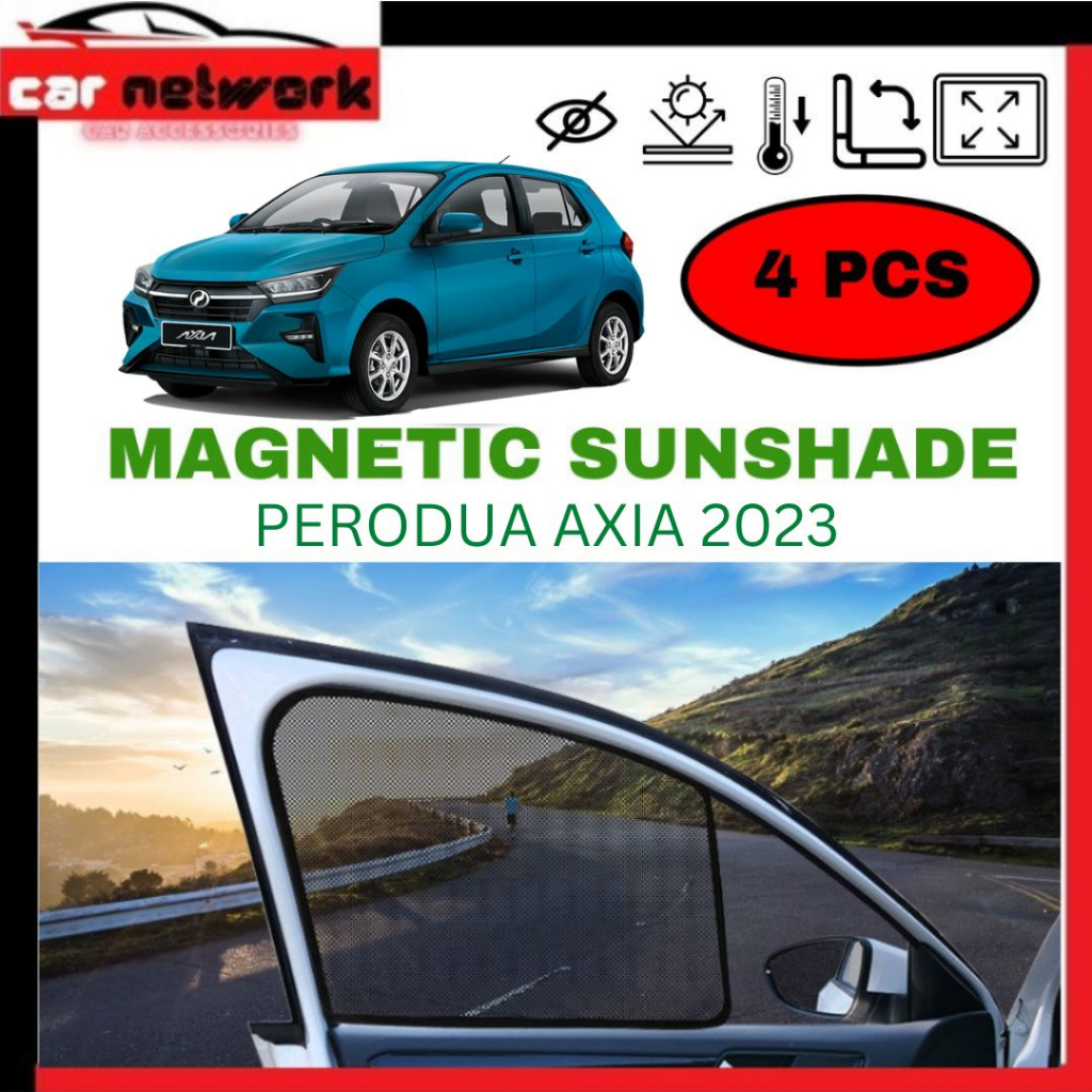 Perodua Axia 2023 Oem Magnetic Sunshade Car Sun Cover (4pcs) 