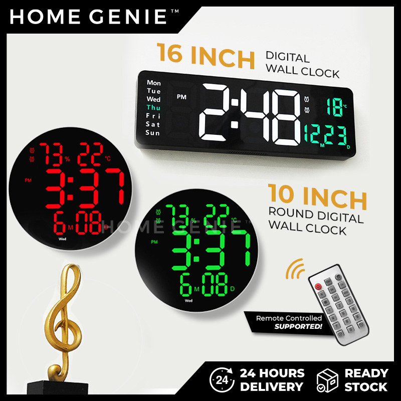 16 inch LED Remote Control Clock Digital Wall Alarm Clock Living Room
