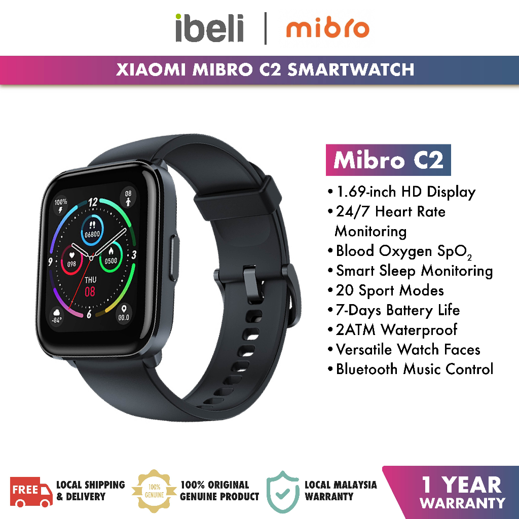 Xiaomi Mibro C2 Smartwatch 1.69inch HD Screen SpO2 Measurement ...