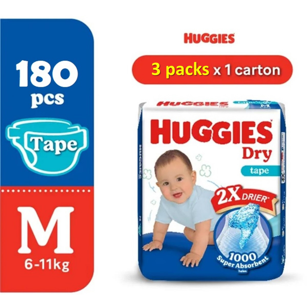 Huggies Dry Diapers M60 x 3 Super Jumbo pack Shopee Malaysia