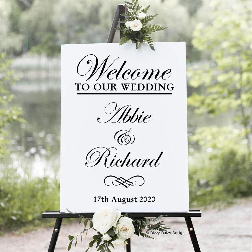 Custom Vinyl Sticker for welcome board signage, wedding board, wedding ...