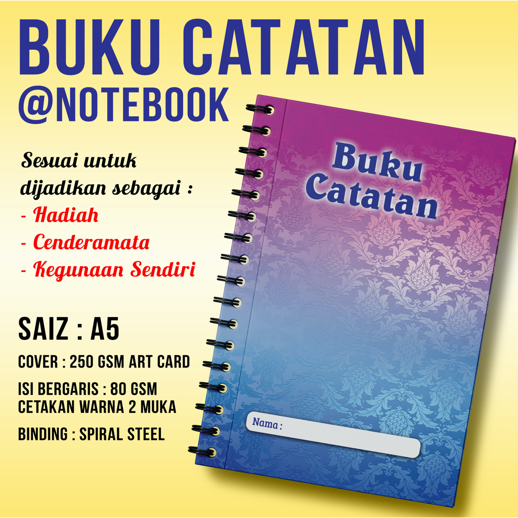 Buku Catatan CUSTOM | Note Book | Buku Cenderamata | Buku Hadiah ...