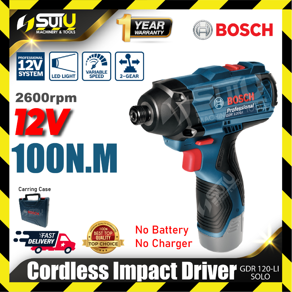 BOSCH GDR 120LI / GDR120LI 12V 100N.M Professional Cordless Impact Driver {SOLO/SET) Shopee