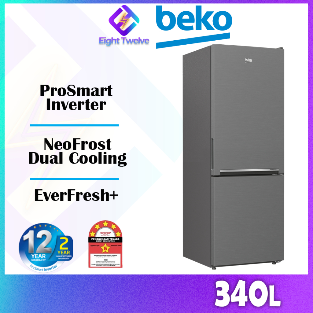 340L BEKO Freezer Bottom Fridge Peti Sejuk 60cm RCNT340I50VZP Shopee Malaysia