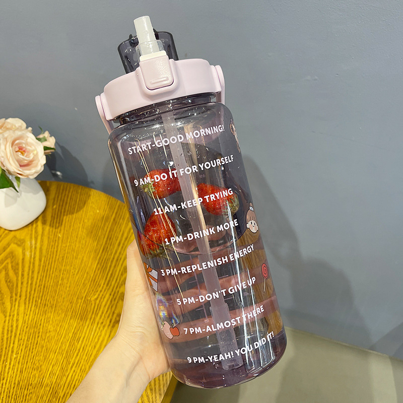 Water Bottle With Reminder Time Tumbler With Straw Scale Big Bottle 