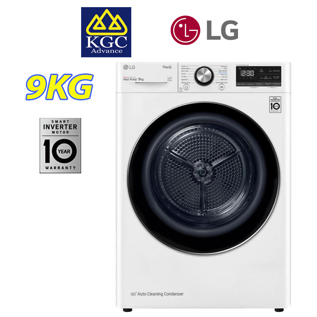 LG Dual Inverter Heat Pump Dryer with Auto Cleaning Condenser (9kg) VD