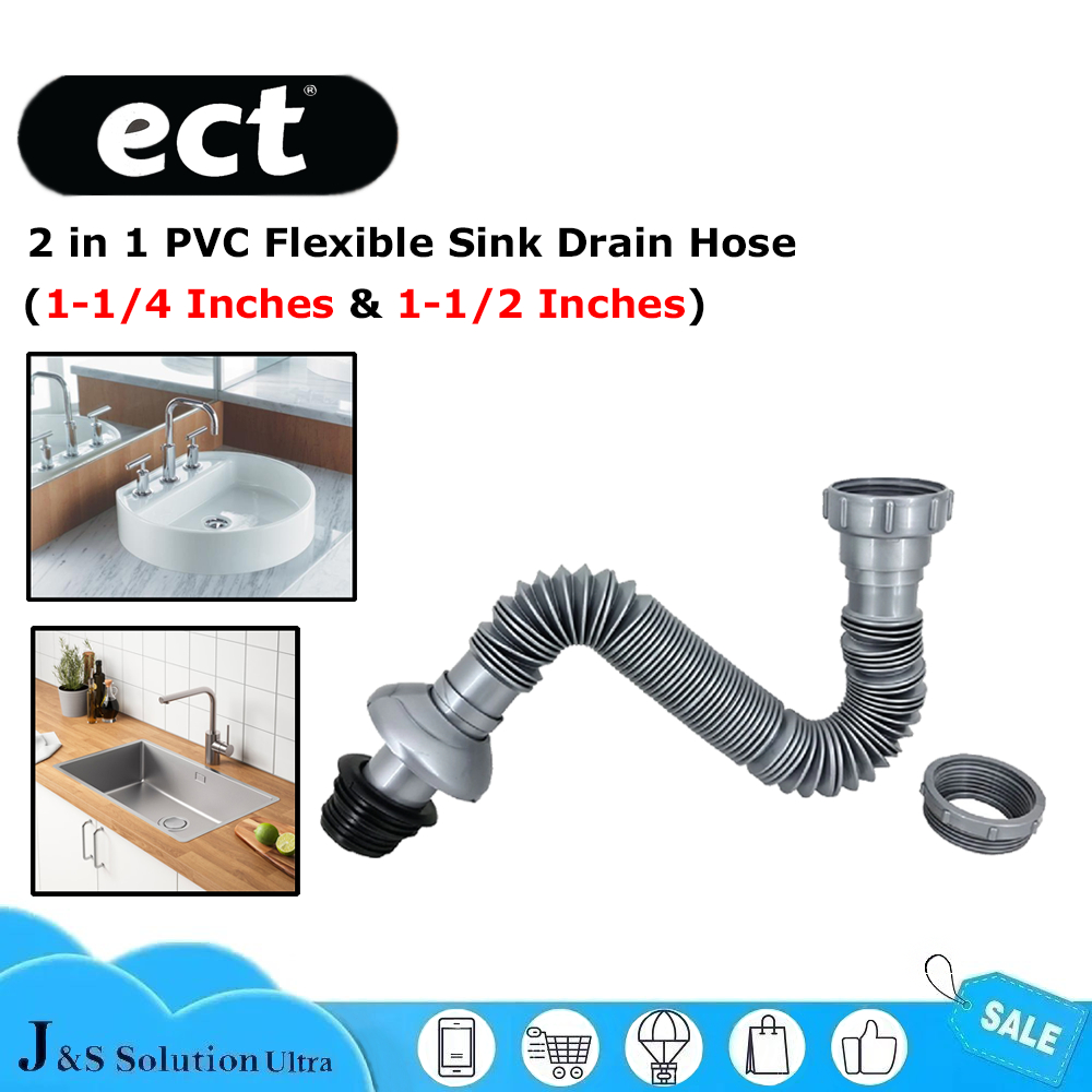 ECT 2 in 1 PVC Flexible Sink Drain Hose (11/4 Inches & 11/2 Inches