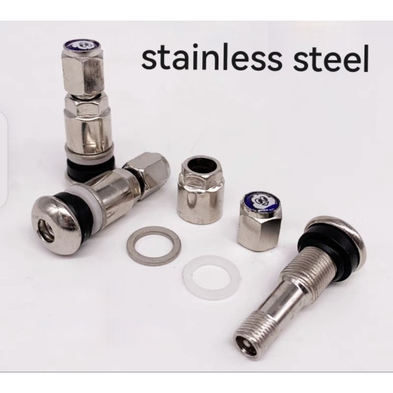 Tubeless tire air valve with cap/ Stainless Steel Air Presure Valve Shopee Malaysia