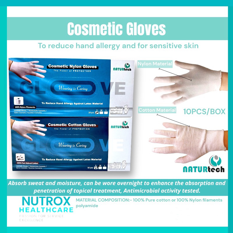 Cosmetic gloves, inner gloves for sensitive skin, protection for ezcema