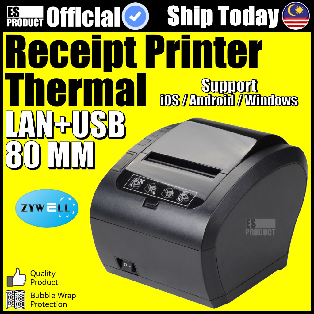 Official Zywell ZY307 80mm Thermal Receipt Printer For Pos System