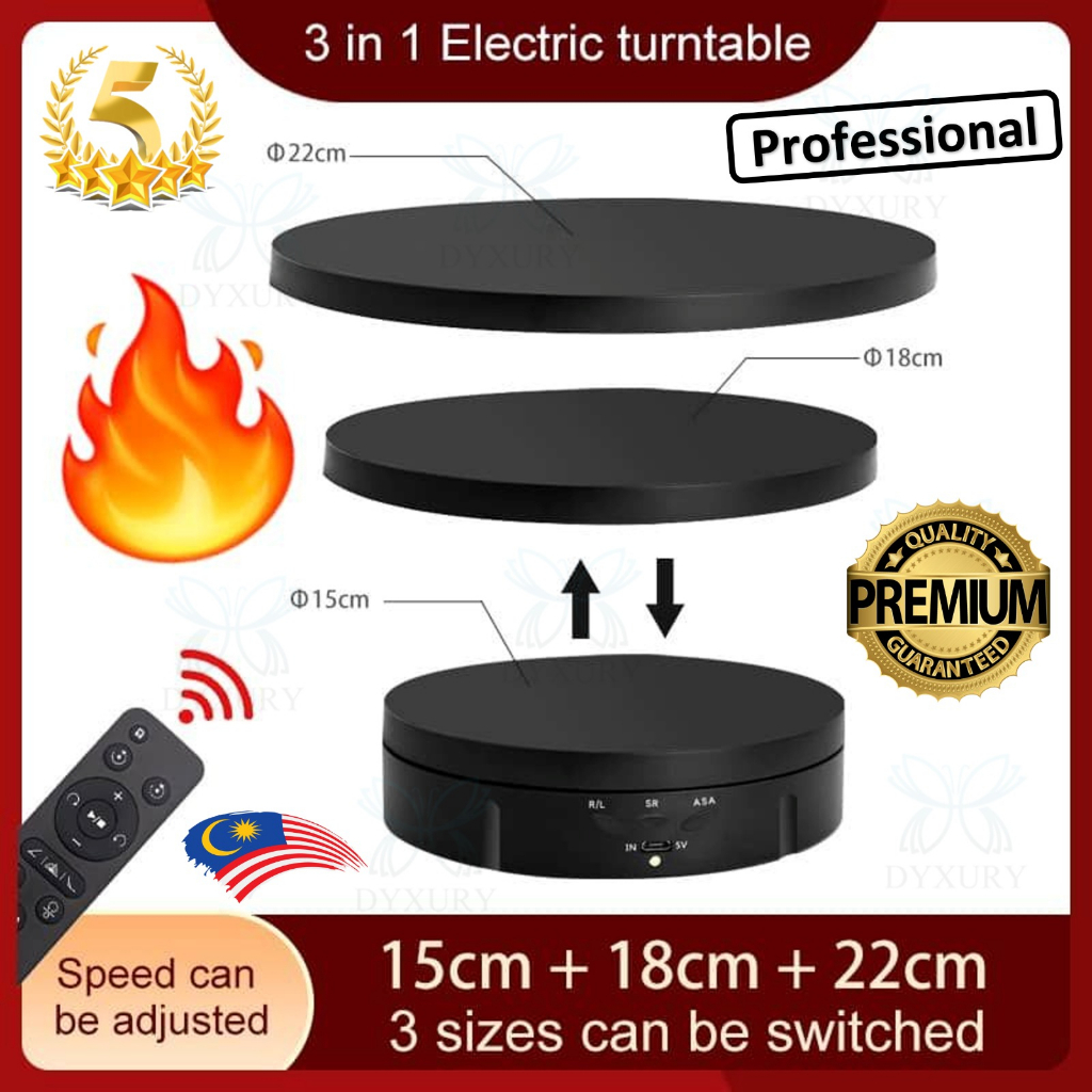 Premium 360° NEW 3 IN 1 22CM & 18CM & 15CM 10KG Electric Rotating ...