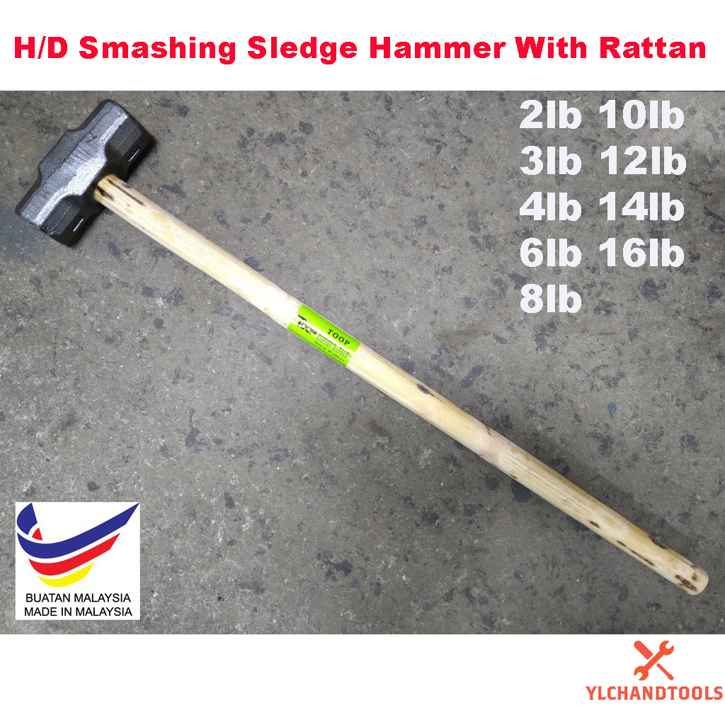 HEAVY DUTY SMASHING SLEDGE HAMMER WITH ROTTAN HANDLE TUKUL BESI ROTAN