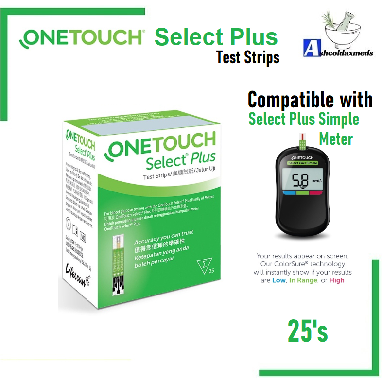 One touch Select Plus Test Strips 25's (green) Shopee Malaysia