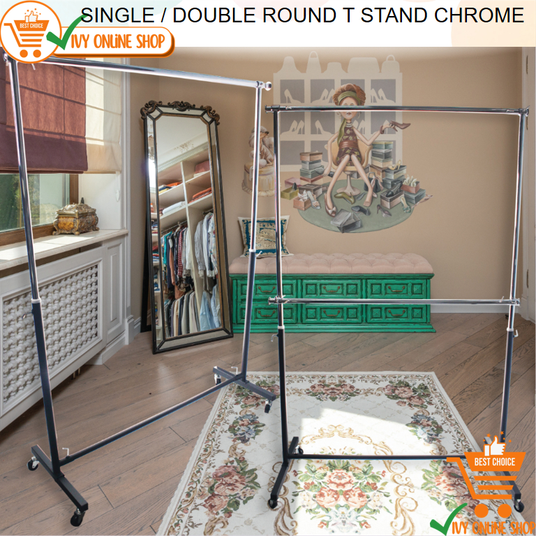 Single / Double Round Bar T Stand Chome | Shopee Malaysia