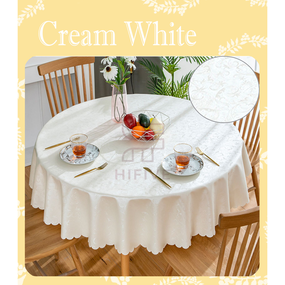 Flower Round Table Cloth Alas Meja Makan Bulat 4 dan 6 kerusi Kalis Air ...