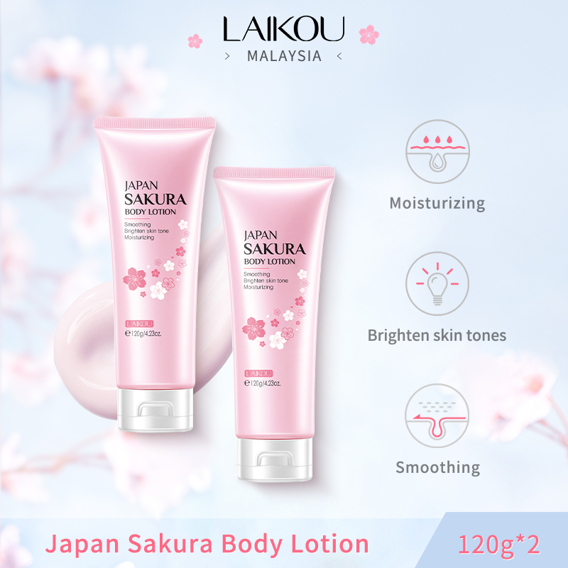 (Buy 1 get 1 FREE) LAIKOU Japan Sakura Body Lotion 120ml Moisturizing Cherry blossoms Brighten
