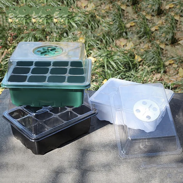 12 Holes Seedling Tray Box With Lid Cover | Plastic Plant Nursery Pot ...