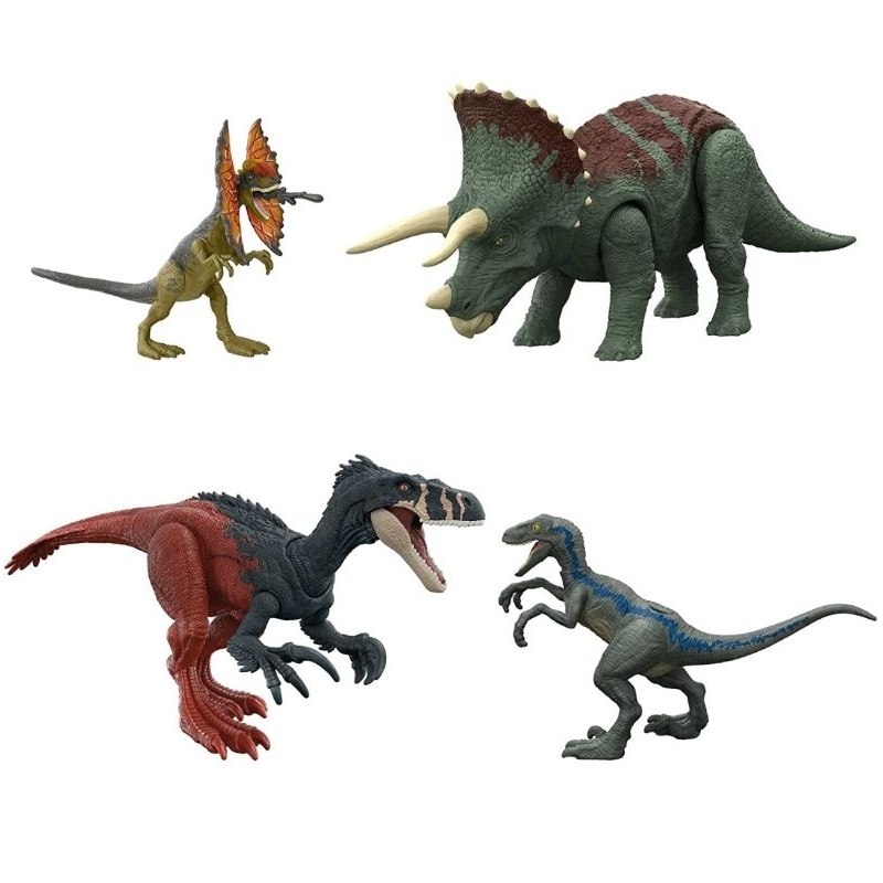 Mattel Jurassic World Dominion Velociraptor Blue, Dilophosaurus ...