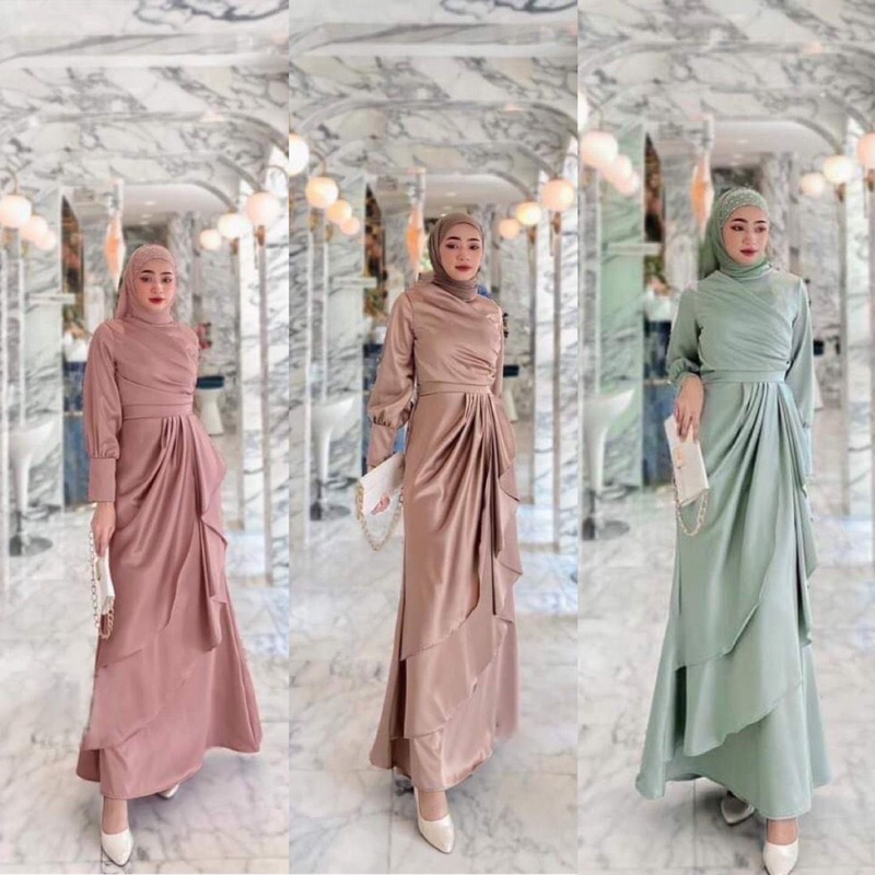 EMMA SATIN MATTE DRESS | Shopee Malaysia