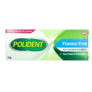 POLIDENT DENTURE ADHESIVE CREAM FLAVOUR FREE 20G EXPIRY 2026/01 ...