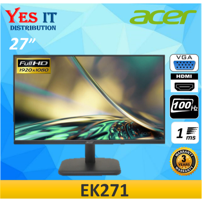 ACER EK271 27" IPS FHD 1920x1080 100Hz 1ms MONITOR (VGA , HDMI