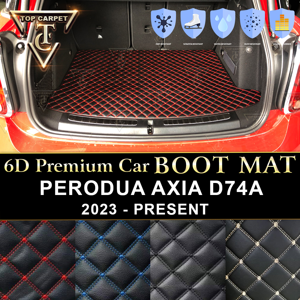 PERODUA AXIA D74A ( 2023 ) VIP 6D CAR BOOT CARPET PU LEATHER BOOT TRAY