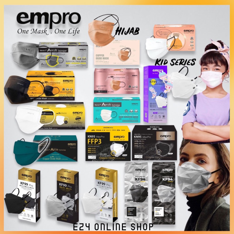 EMPRO RESPIRATOR KF99 PRO COPPER OXIDE ANTIMICROBIAL FACE MASK 12S