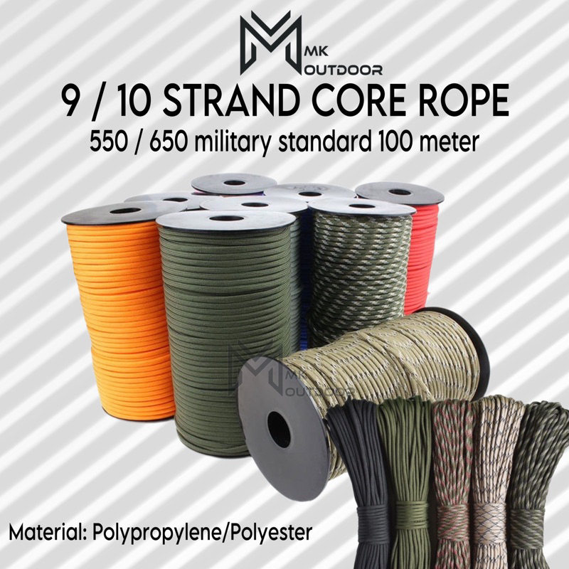 31M &100M 550 Military Standard 9-Core Paracord Rope 4mm Outdoor ...