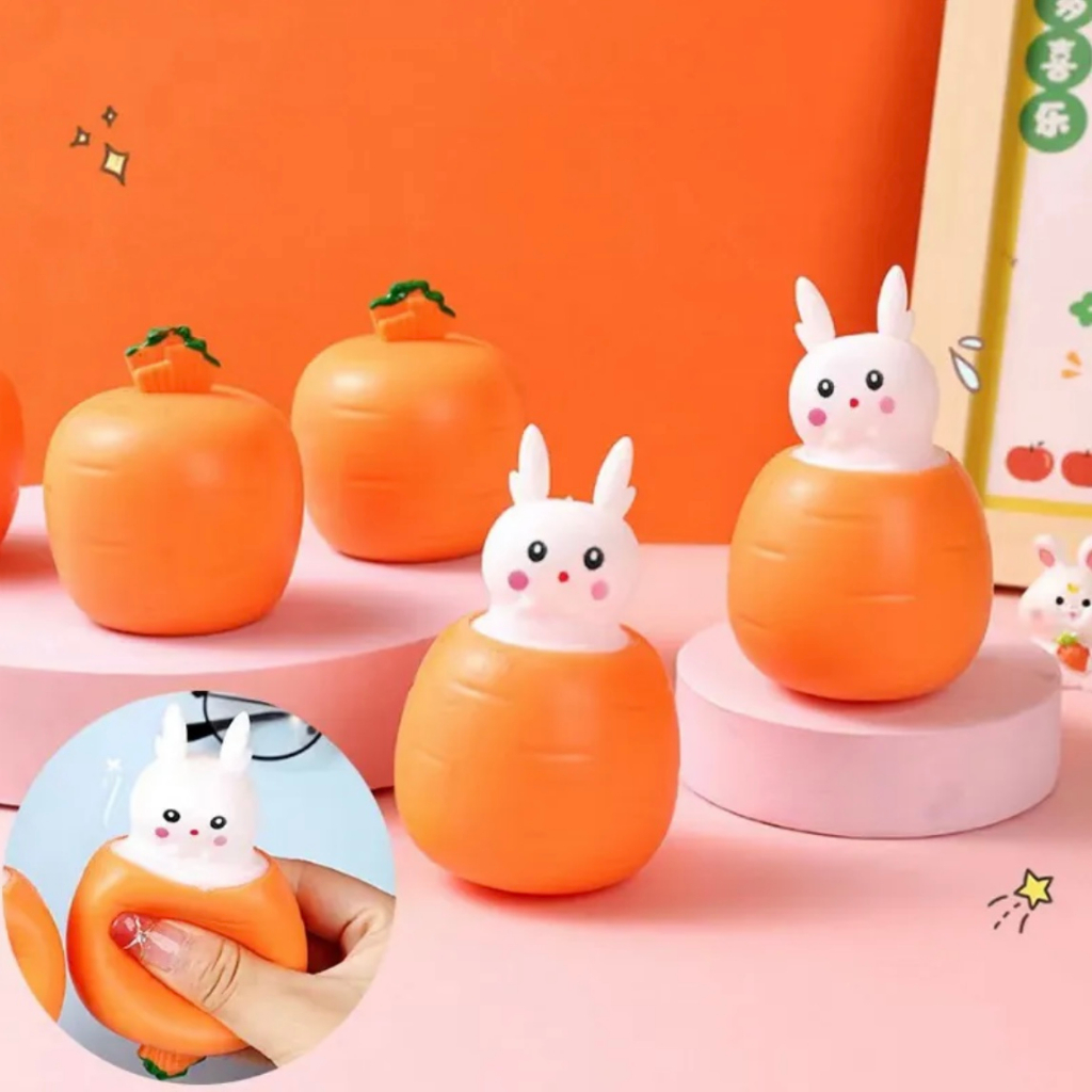 New Pop Up Funny Squeezing Carrot Rabbit Frog Cup Lovely Squeeze Toys ...