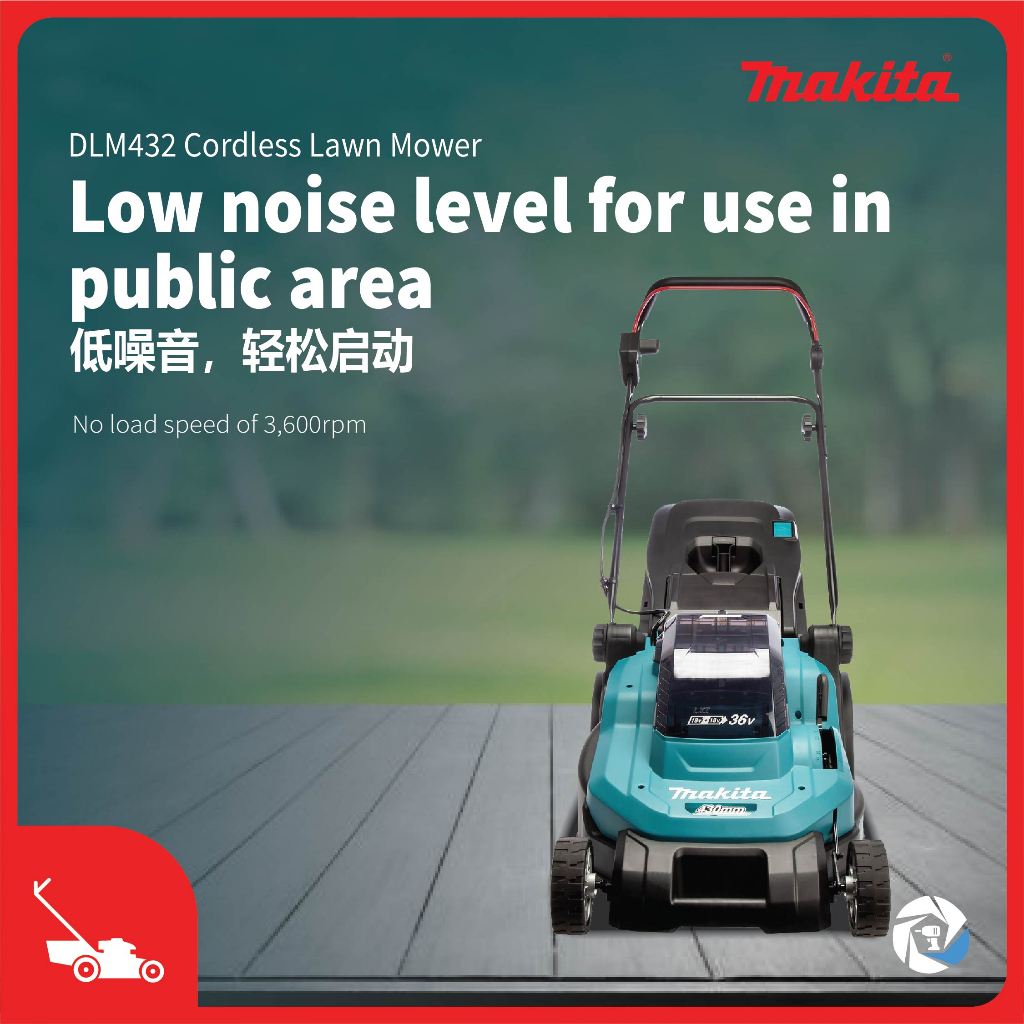 MAKITA DLM432Z DLM432PT2 36V CORDLESS LAWNMOWER 430MM 17 INCH MAKITA 36V