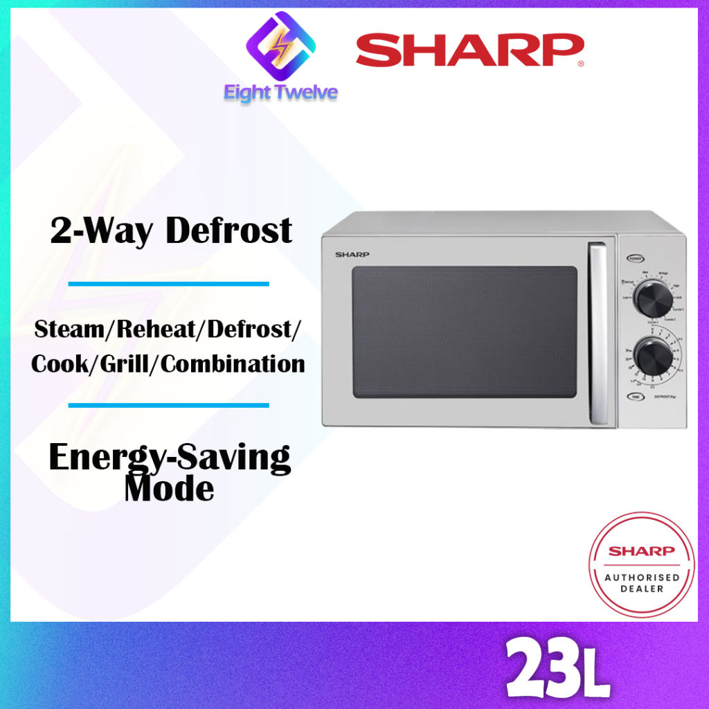 SHARP 23L Microwave Oven with Grill 2Way Defrost Steam/Reheat