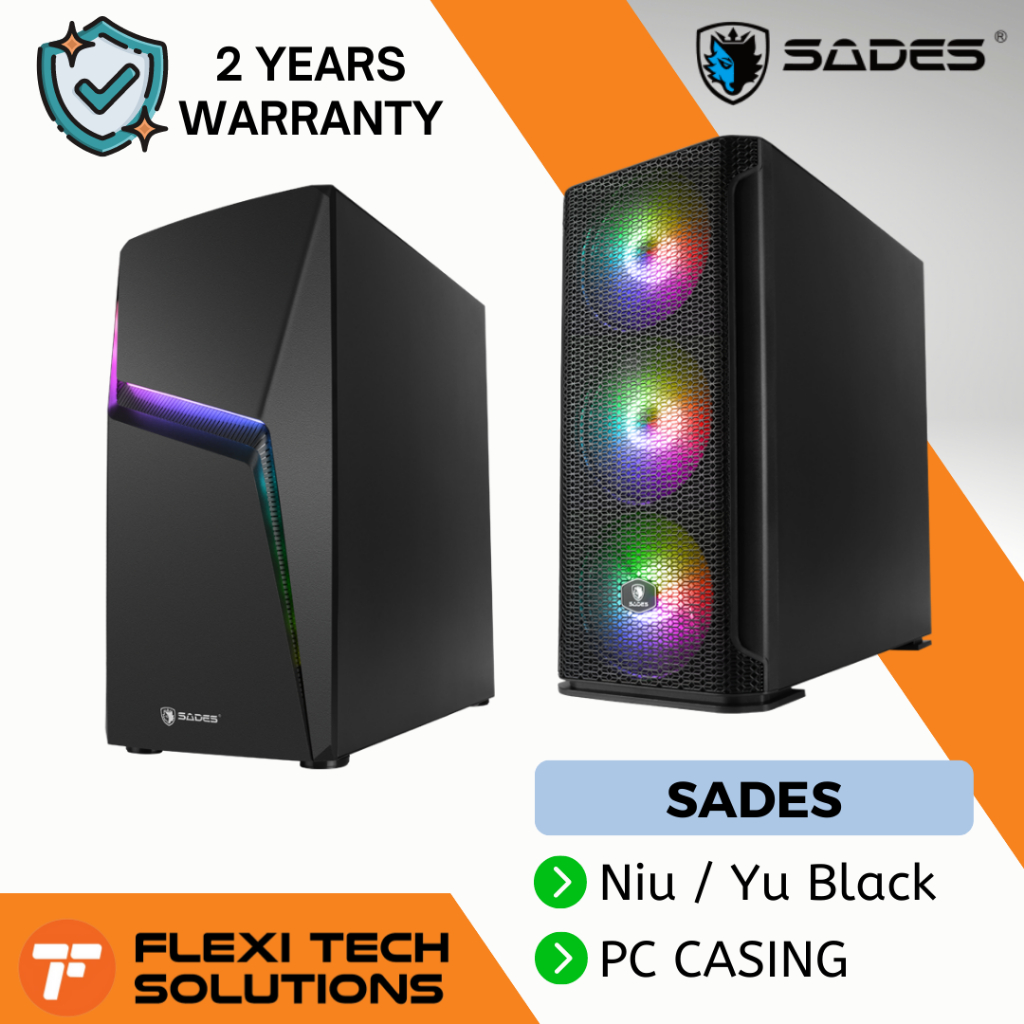 Flexi Tech SADES Yu / Niu PC Casing (Black) E-ATX PC Desktop Casing ...