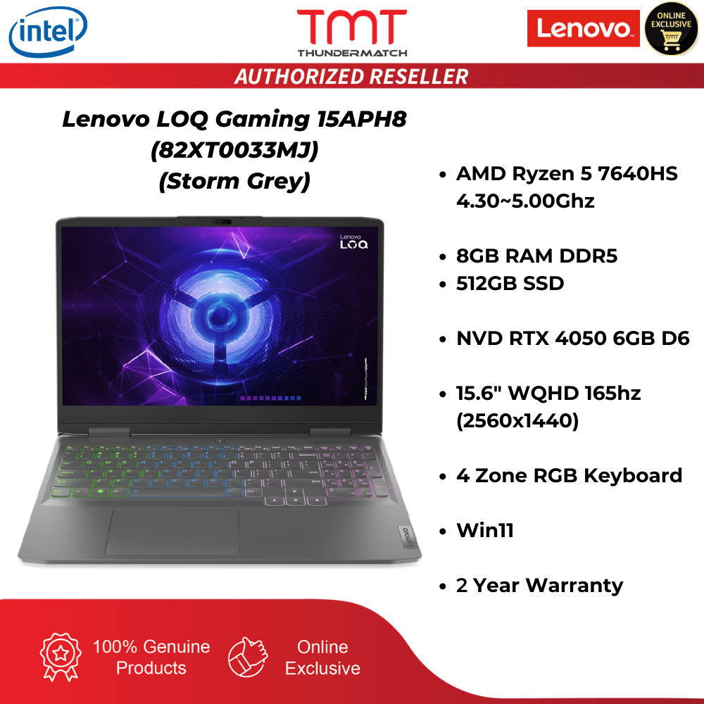 Lenovo Loq Gaming 15aph8 82xt0033mj Storm Grey Ryzen 5 7640hs 8gb Ram 512gb Ssd 156 7006