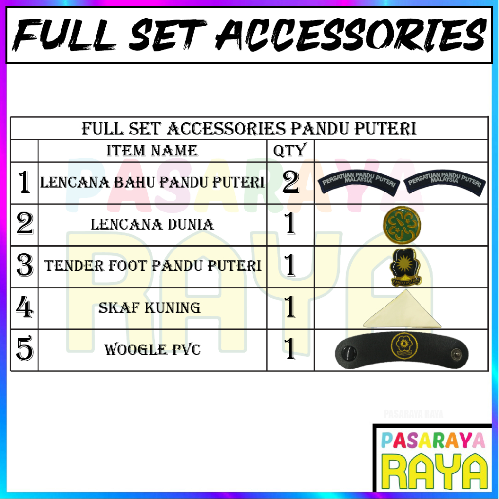 FULL SET ACCESSORIES PANDU PUTERI AKSESORI PANDU PUTERI LENGKAP ...