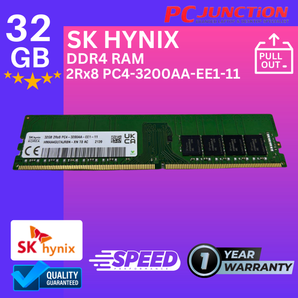 Memoria RAM 1x 16GB Hynix ECC UNBUFFERED DDR4 2Rx8 3200MHz Pc4 25600 Udimm Hma82gu7djr8n Xn - Foto 1
