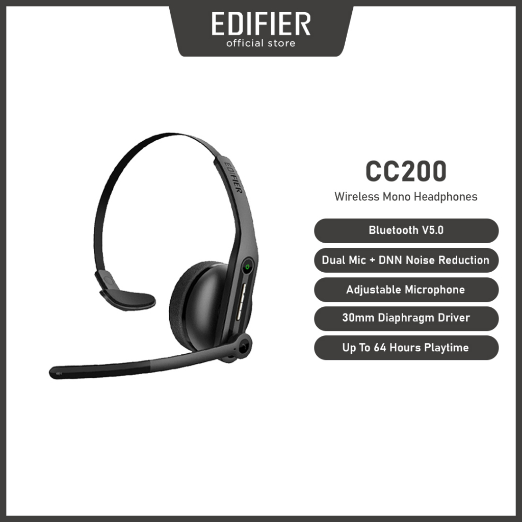 Edifier CC200 Wireless Bluetooth Headphone Headset With Clear Call Mic ...