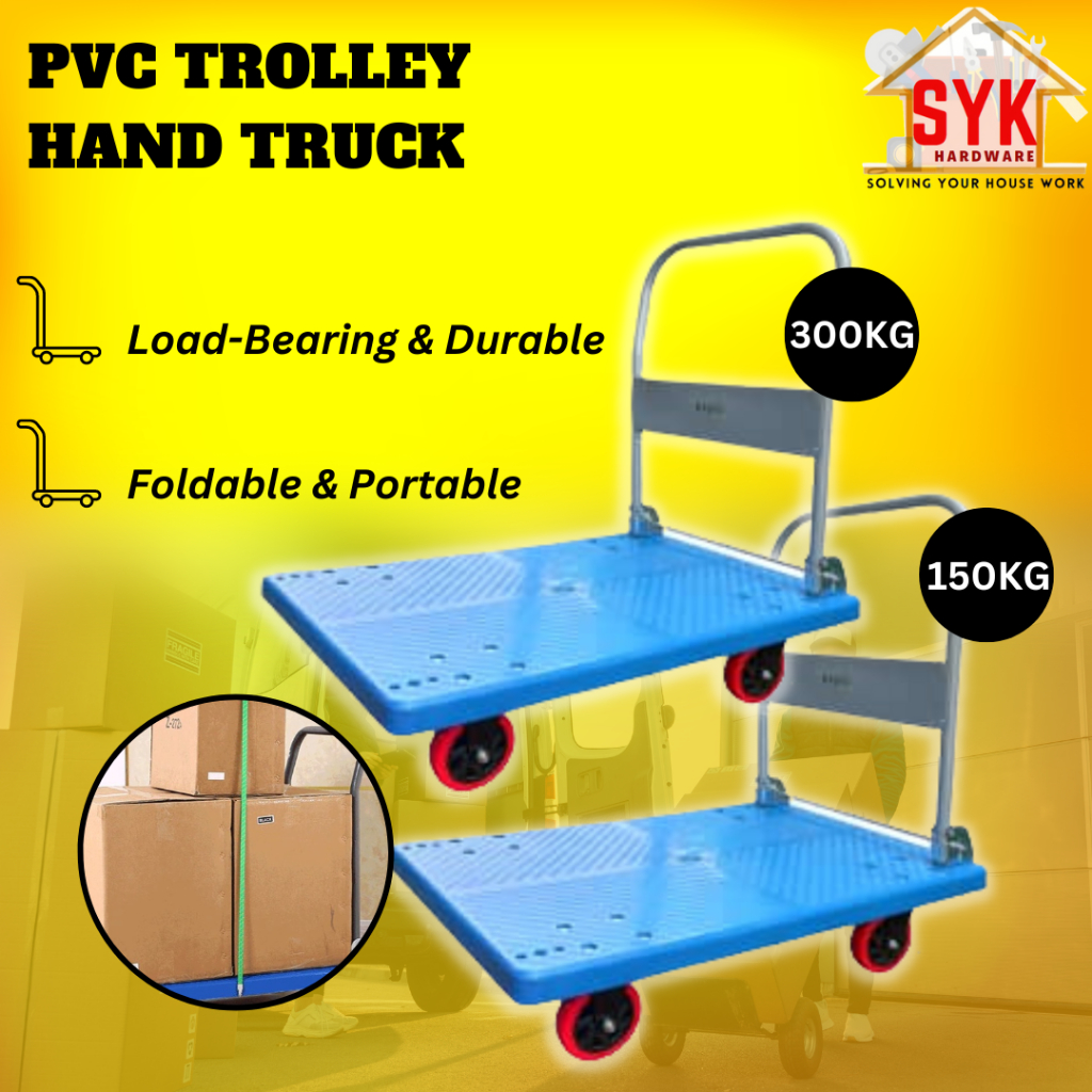 SYK PVC Platform P150 P300 Hand Truck Trolley Wheels Foldable Heavy