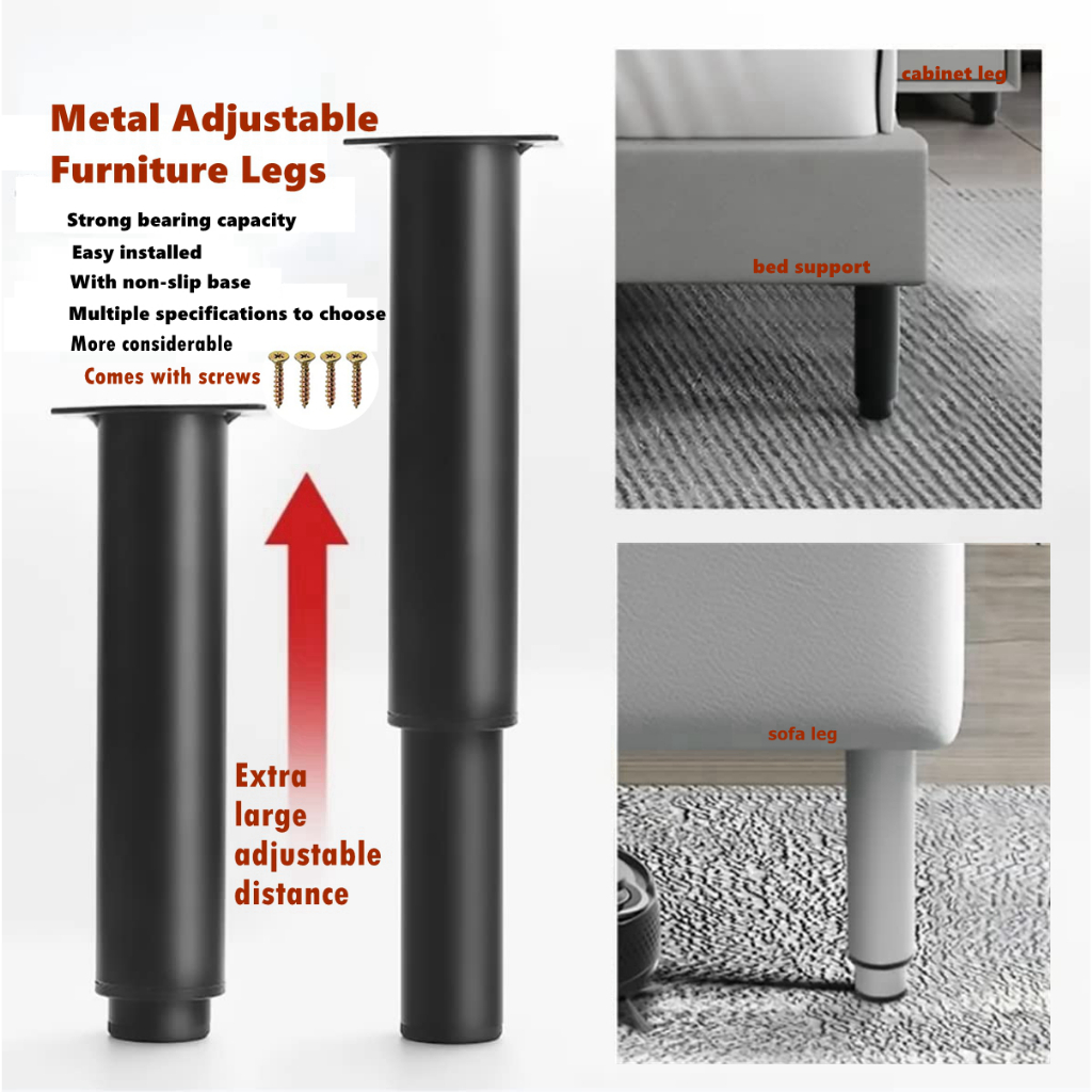 Adjustable Metal Sofa Leg Steel Bed Leg Support Table Foot Furniture