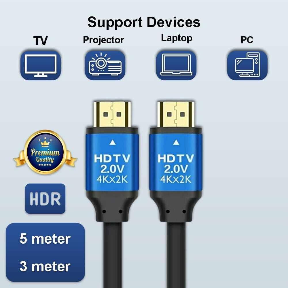 CABLE HDMI 5M 4K PREMIUM 2.0V - HDR & HIGH SPEED