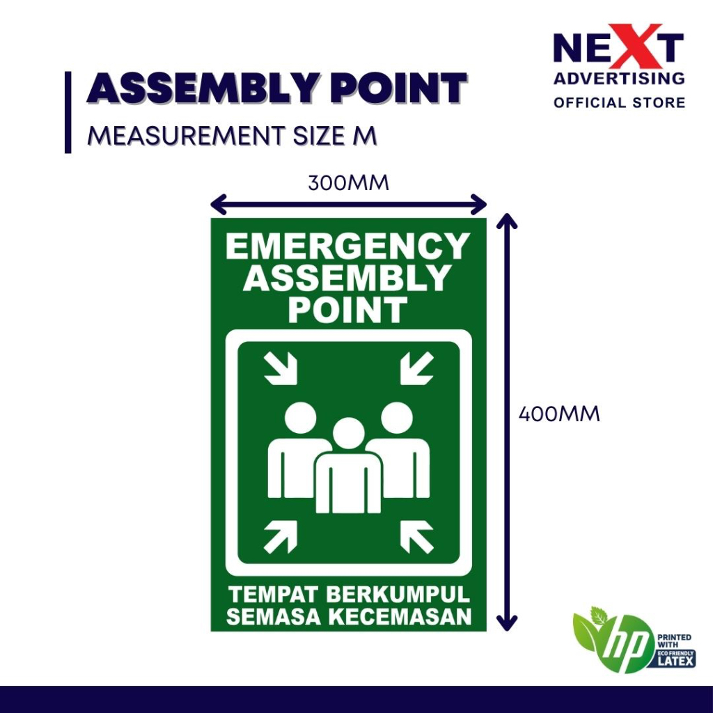 Emergency Assembly Point Signage | Sticker or Sticker on Board | Shopee ...