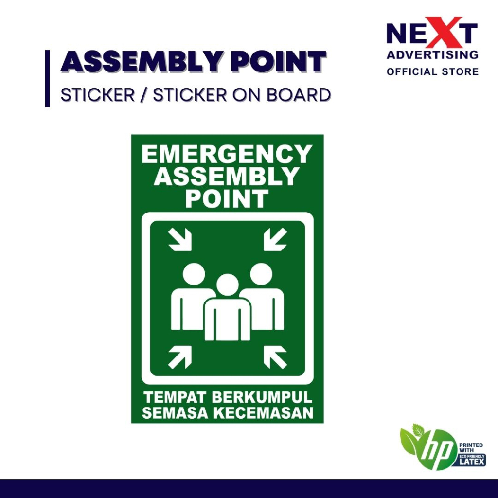 Emergency Assembly Point Signage | Sticker or Sticker on Board | Shopee ...